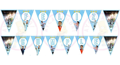 Imagen 2 de 2 de Banderin Guirnalda Feliz Cumple Argentina Seleccion Qatar