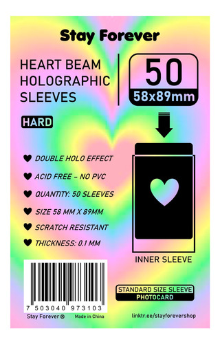 Sleeves Holograficas Photocard Stay Forever Corazon Pack50