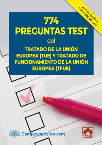 Libro 774 Preguntas Test Del Tratado De La Union Europea ...