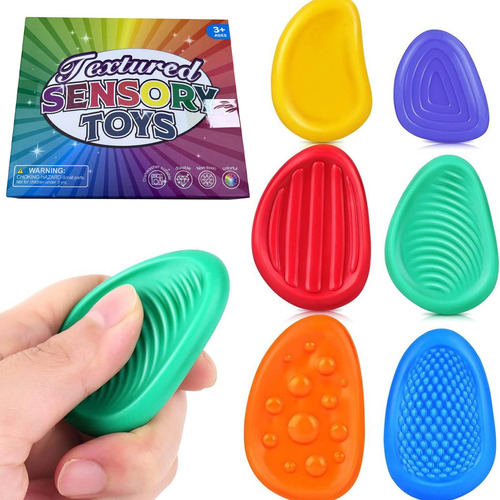 Q Fidget Toys Adults Sensory Stone 6 Pack Textured Worr 3001