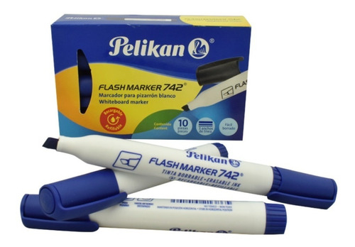 Marcador Borrable Recargable 742 Pelikan Azul Caja *10 Uds