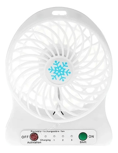 Mini Ventilador De Mesa Pessoal Portátil Usb 3 Velocidades Cor Branco