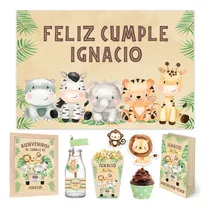 Comprar Kit Imprimible Selva Jungla + Banner Fondo Mesa Dulce Candy