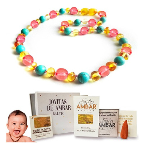 Collar Bebe Ámbar Baltic/ Piedrasnat Gotitas De Alegría 32cm Multitono