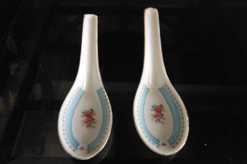 Set 2 Cucharas Oriental Porcelana China Cathay Xiamen