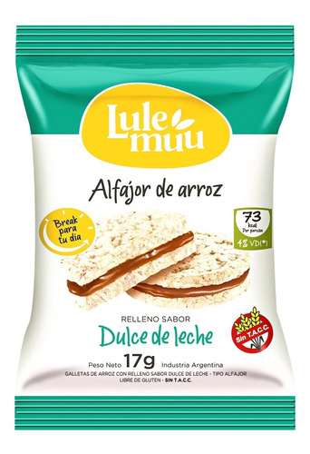 Alfajor De Arroz Lulemuu Dulce De Leche - 12 Unidades