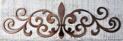 Ornamental Fleur Lis Scroll Metal Accent And