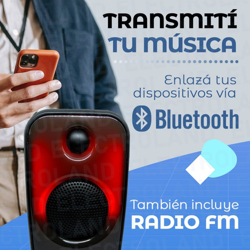 Imagen 3 de 10 de Parlante Bluetooth Portátil Inalámbrico Luces Led Recargable