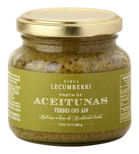 Pasta De Aceitunas Verdes Con Ajo 220g Finca Lecumberri