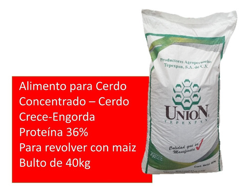 Alimento Cerdo & Concentrado Crece-engorda & 36% Proteína 