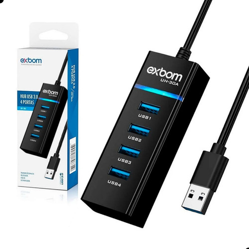 Hub Usb 3.0 Extensor 4 Entradas Impressora, Notebook, Game
