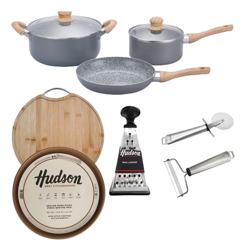 Set Pizzera Utensilio Granito Hudson Antiadherente Original