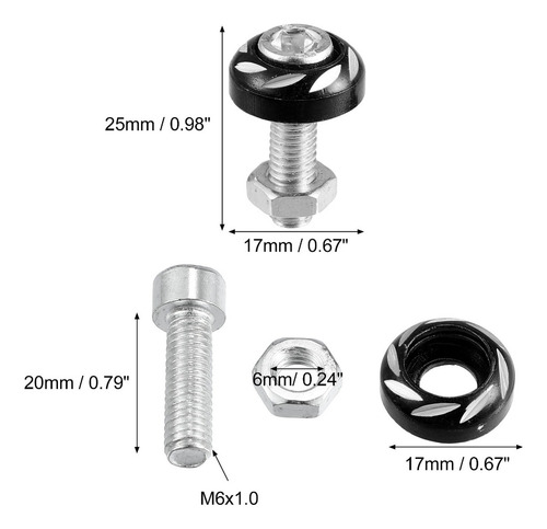20 Kit Tornillos Para Autos 25 X17mm Black Aluminum Alloy