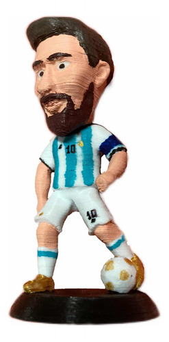 Figura Muñeco Messi En 3d Pintado A Mano De 8 Cms De Alto