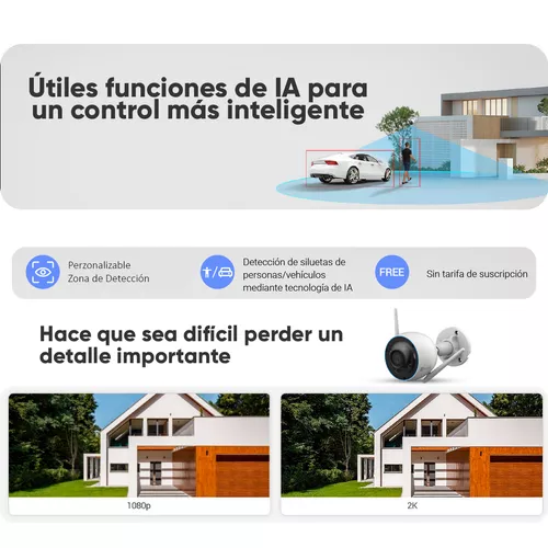 EZVIZ Cámara de seguridad para exteriores de doble lente 1080P, excelente  visión nocturna a color, luz activa y alarma de sirena con detección de