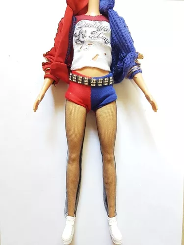 Fazendo roupas pra Barbie inspirado na Arlequina (Harley Quinn) - Figurino  de Boneca #2 