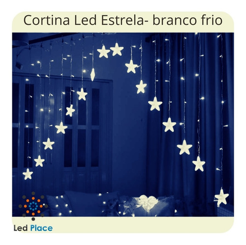 Cortina 138 Leds Estrelas Pilha\usb 2,5m Luz Fixa Branco Cor das luzes Branca 110V/220V