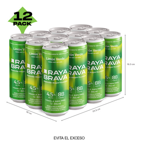 Raya Brava Limón Verde - 12 Pack (4.5% Alcohol)