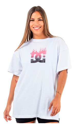 Remera Dc Lifestyle Mujer Star Flame Blanco-rosa Cli