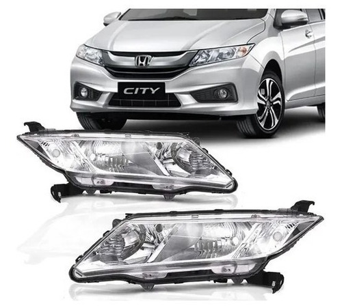 Farol Honda City 2014 2015 2016 2017 Manual Cromado