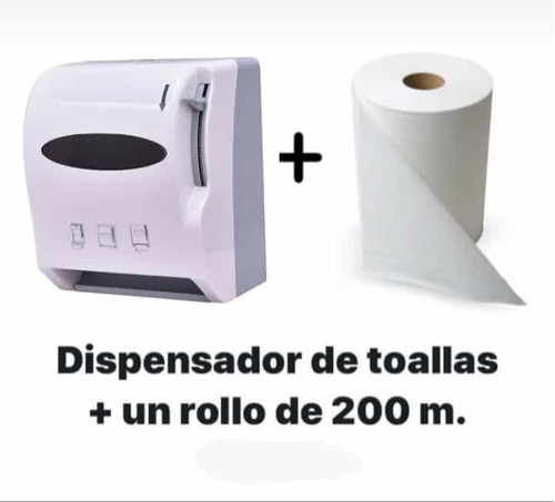 Dispensador Toallas + Rollo 200 Metros. Con Llave Y Visor