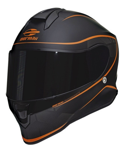 Capacete Moto Mormaii M1 - Tamanho Do Capacete Xl-61 Cor Classic - Preto Fosco - Laranja