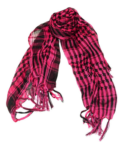 Bufanda Hata Pashmina Chal Militar Lesak Negra Fucsia Cuadro