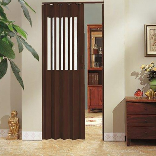 Puerta Plegable Con Vitral 2.15 M X 98 Cm Ajustable Café Chocolate