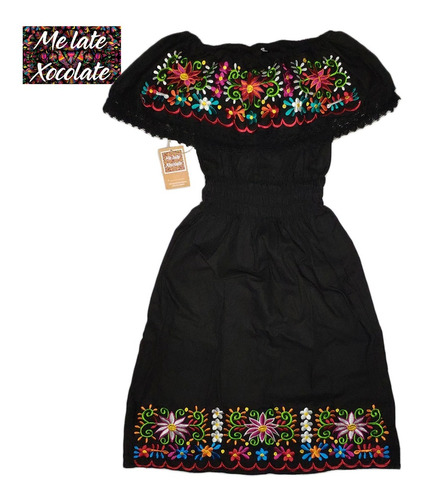 Vestido Artesanal Bordada Floreada, Oaxaca, Mexicano | Envío gratis