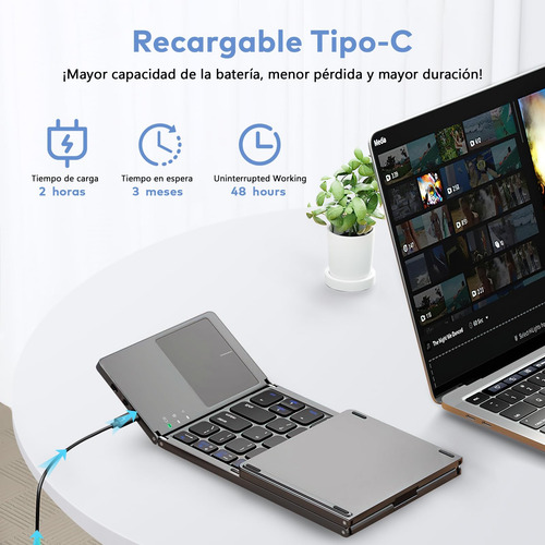 Teclado Bluetooth Plegable,teclado Inalámbrico Portátil