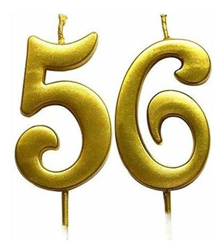 Magjuche Vela De Oro Número 56 Para Cumpleaños, Número 56, 