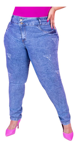 Calça Jeans Plus Size Empina Bumbum Feminina Lycra 54 Ao 60