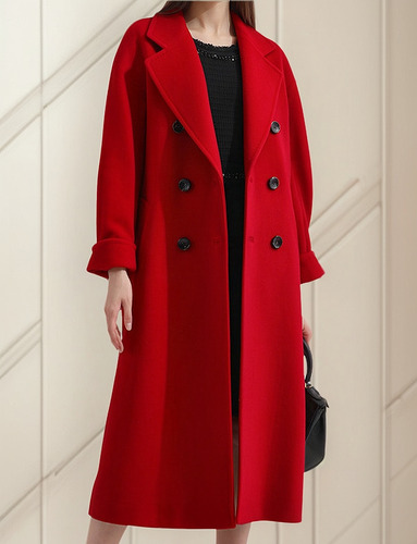 Gabardina Larga Abrigo Elegante Felpa Cruzada De Para Mujer