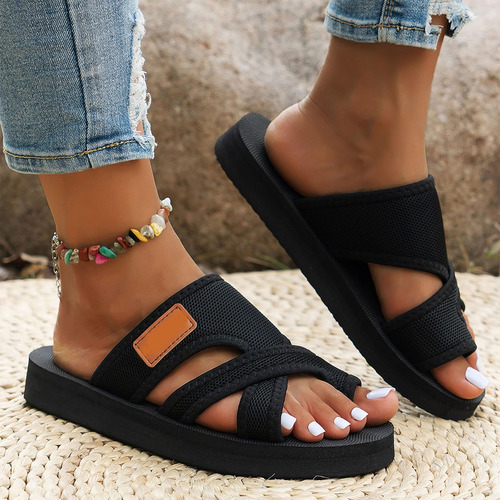 Sandalias De Mujer Playa Extra Ancha Transpirable, Livianas
