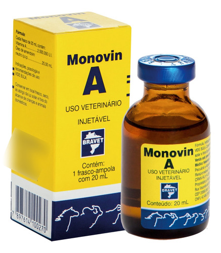 Monovin A Original Vitamina A Pura Para Cabelo 20ml Bravet