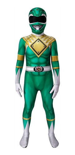 Disfraz De Power Ranger Verde Con Máscara Separada Talla Xl
