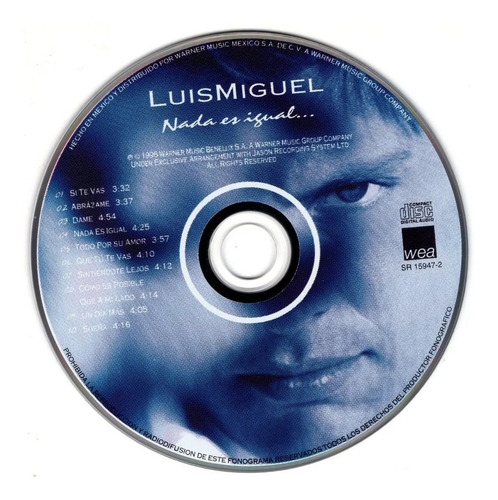 Luis Miguel - Nada Es Igual - Disco Cd (10 Canciones)