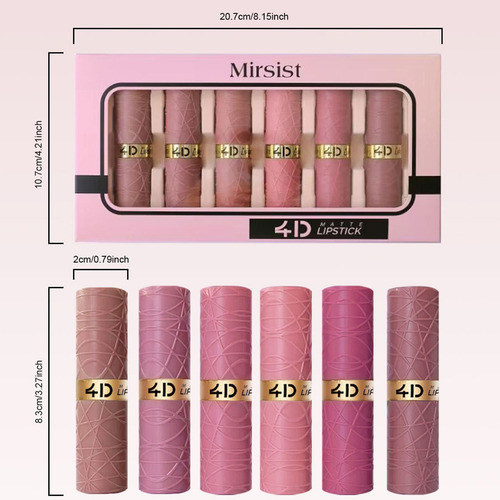Lápiz Labial Gloss Larga Duración A Prueba De Agua 6 Uds