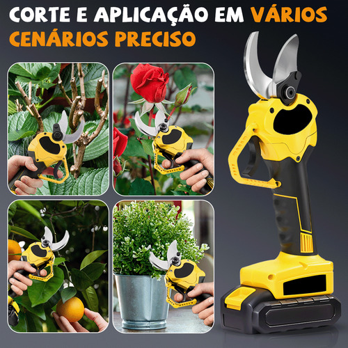 Tesoura Alicate Poda Galho Árvore Elétrica Tesoura 30mm 21v Preto