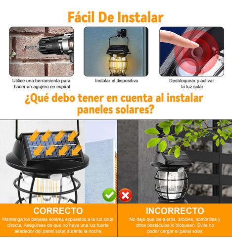 Goodea Lámpara De Pared Solar Para Faroles Exterior Con Sensor 2pcs Estructura Negro
