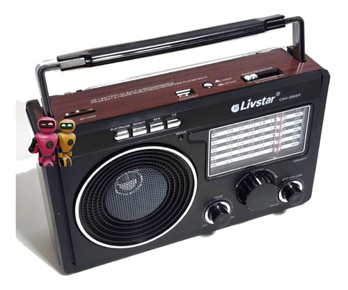 02 X Radio Retrô Vintage Fm-am-sw Bluetooth Usb Recarregavel