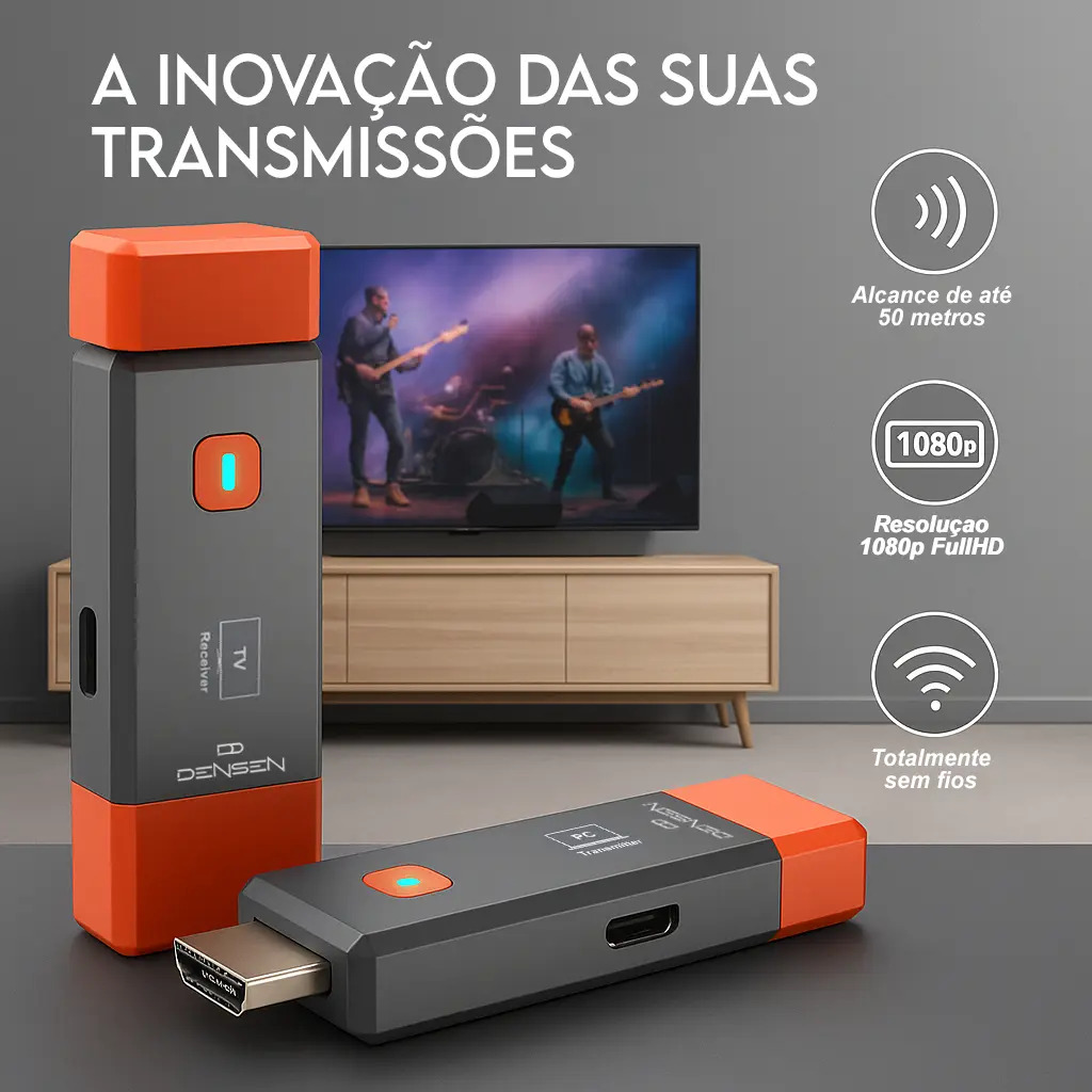 Transmissor Receptor Hdmi Sem Fio Wireless 1080p Full Hd 50m Metros Transmite Espelha Tv Ps5 Video... 2