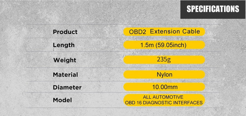 Autool Car Obd2 - Cable De Extensión De 16 Pines Macho A Hem