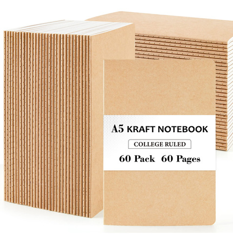 Feela Paquete De 60 Cuadernos Kraft A Granel, Diarios De Via