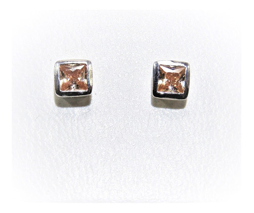 Aros De Plata Cuadrado Cristal Topacio 6x6mm P750