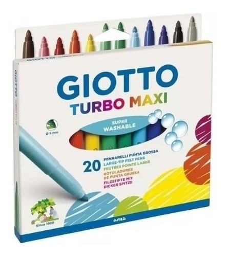 Marcadores Giotto Turbo Maxi X20 Colores Lavables No Toxicos