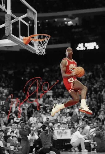 Poster Quadro Decoração Michael Jordan Autógrafo Enterrada