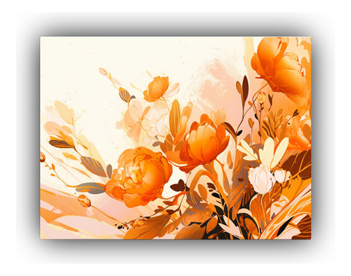 50x40cm Cuadro Orange And Gold Atmosfera Neonoir Flores