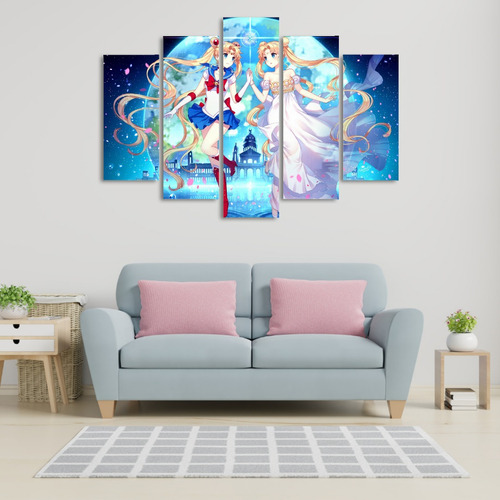 Cuadro 5 Piezas 110x80 Cm Sailor Moon - Anime Nelestore