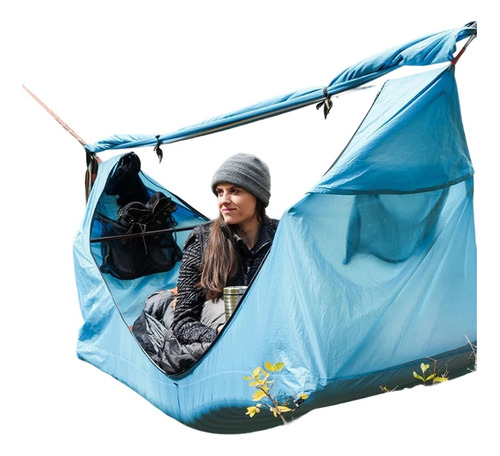 Hamaca De Nylon Para Camping Con Mosquitero Colchón Inflable